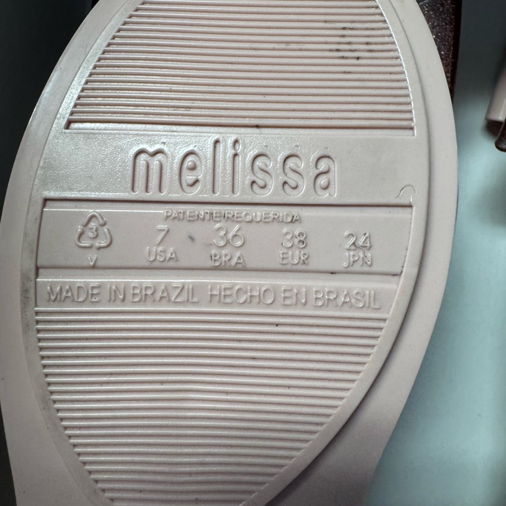 Melissa Blush Pink Flats with Glitter Bow - Picture 3 of 5